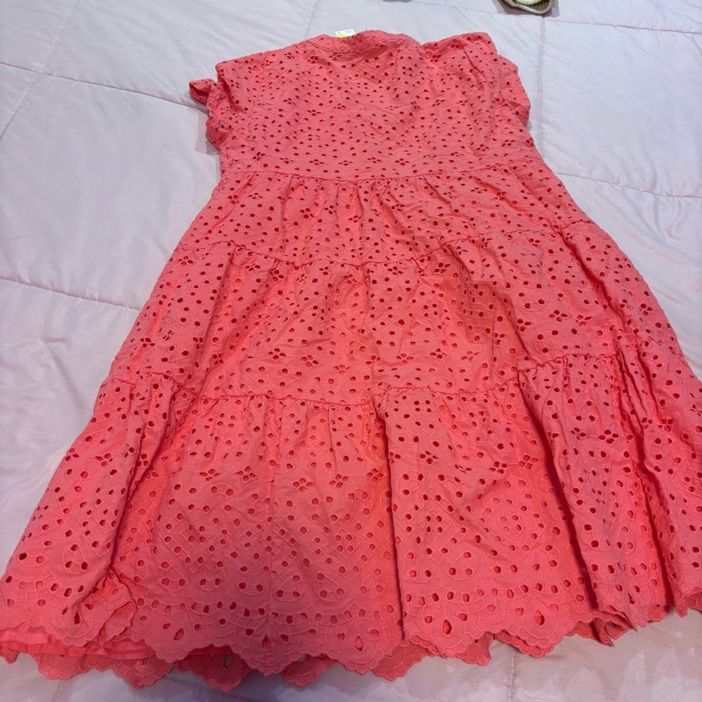 NWT Anthropologie Maeve Pink Peach Eyelet Floral Summer Beach Dress S - Picture 6 of 6